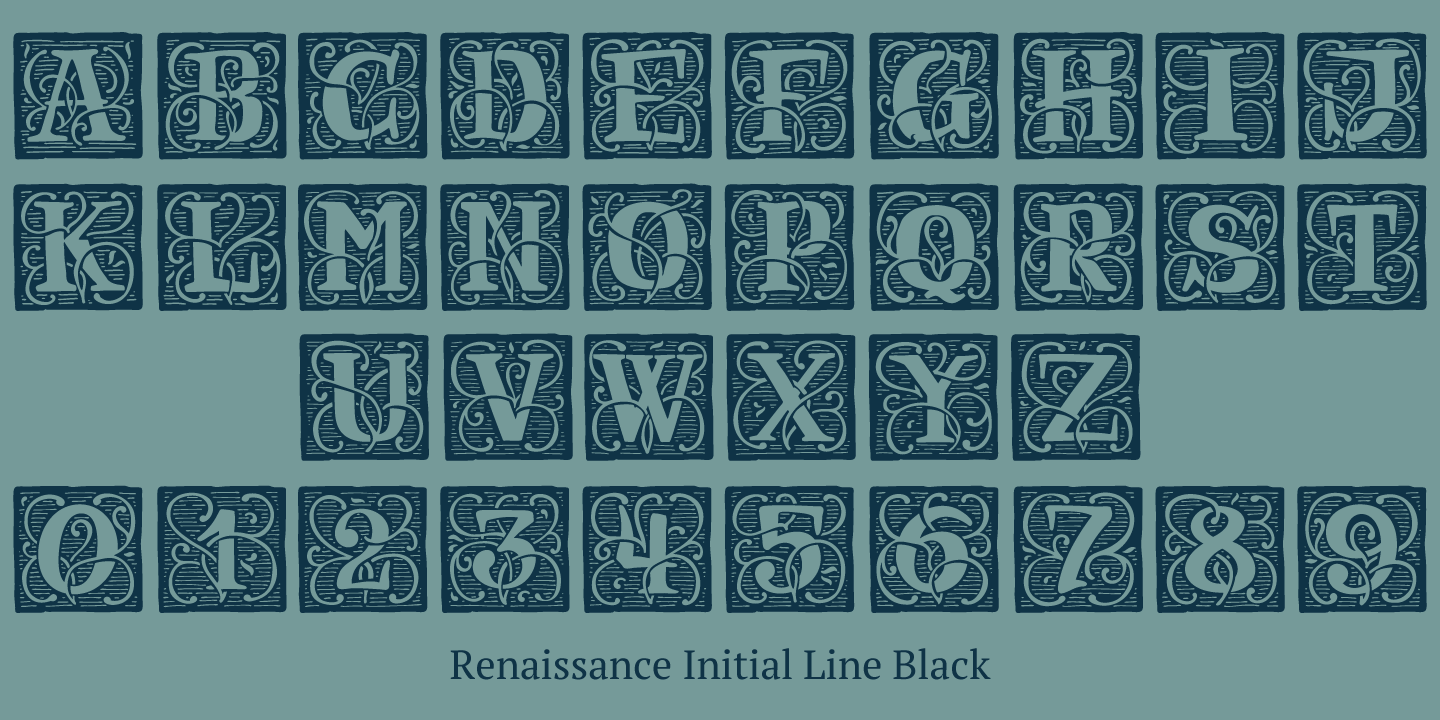 Beispiel einer Renaissance Initial Dots White-Schriftart